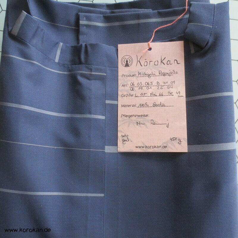 Seiden Michiyuki Kimono Regen Jacke, blau gestreift, dicht geschlagen