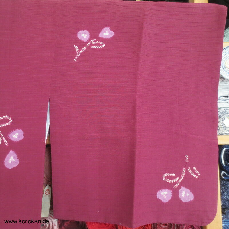 Matsuzakaya Michiyuki Kimono Jacke fein gewebte Streifen mit Shibori Blütenzweigen