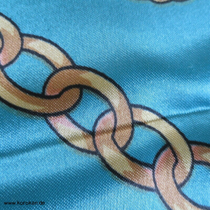 Drucktuch mit Leoprint und türkis - als Furoshiki, Schal