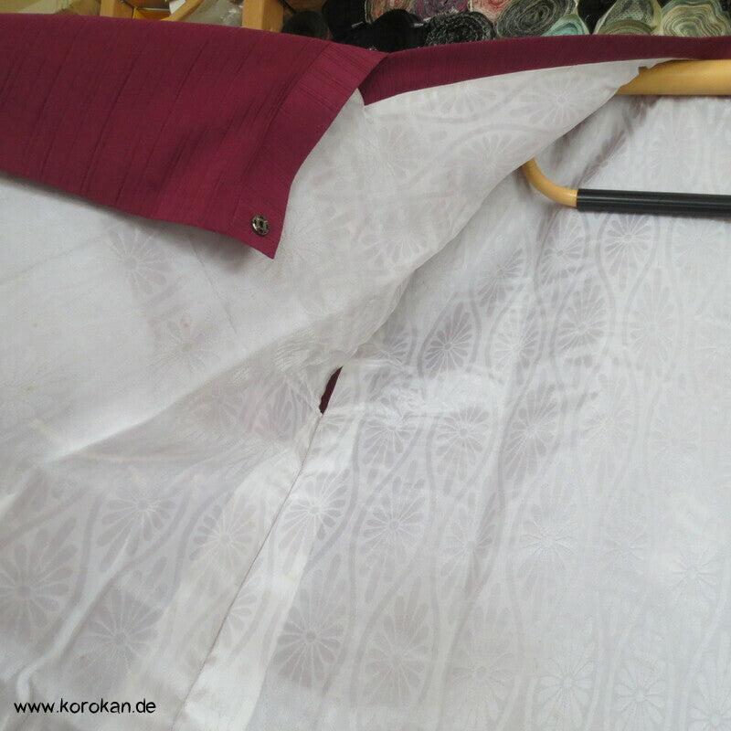 Matsuzakaya Michiyuki Kimono Jacke fein gewebte Streifen mit Shibori Blütenzweigen