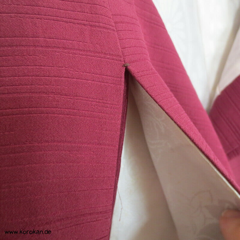Matsuzakaya Michiyuki Kimono Jacke fein gewebte Streifen mit Shibori Blütenzweigen