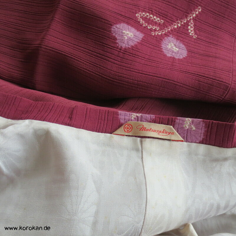 Matsuzakaya Michiyuki Kimono Jacke fein gewebte Streifen mit Shibori Blütenzweigen