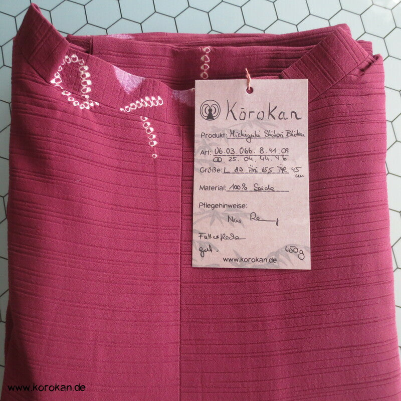 Matsuzakaya Michiyuki Kimono Jacke fein gewebte Streifen mit Shibori Blütenzweigen