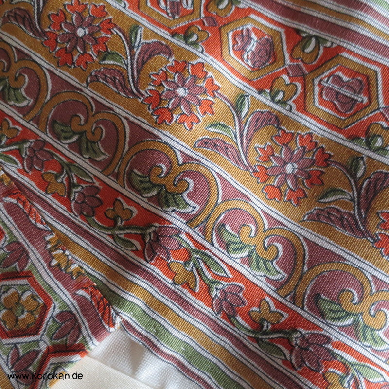Schatten Blüten auf Streifen Seidencrepe destroyed heritage Komon Kimono