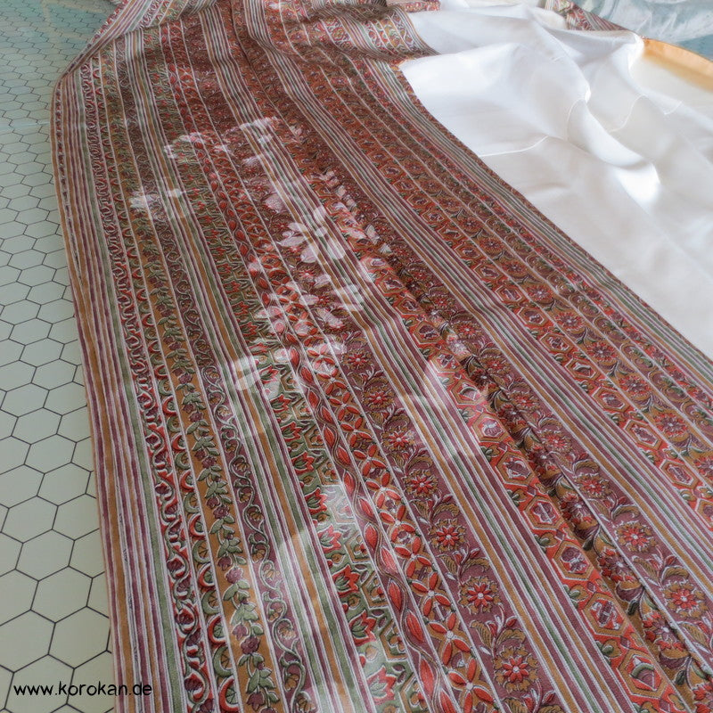 Schatten Blüten auf Streifen Seidencrepe destroyed heritage Komon Kimono