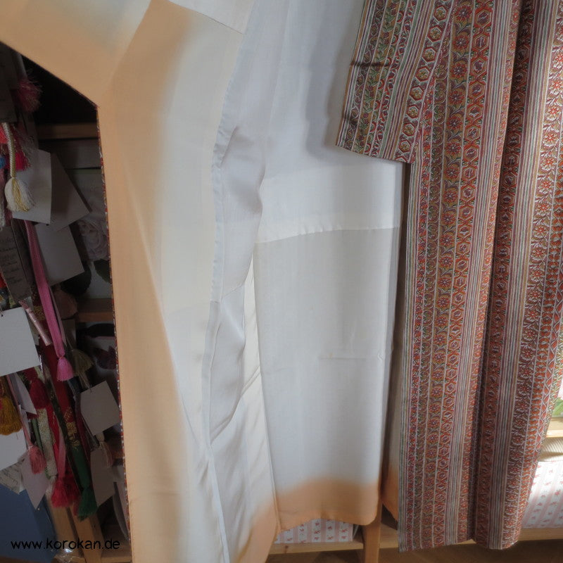 Schatten Blüten auf Streifen Seidencrepe destroyed heritage Komon Kimono