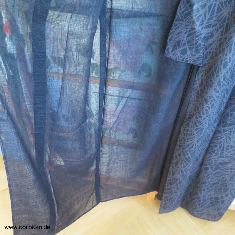 dunkle Gräser Hitoe halbtransparenter Kimono Rho Seide
