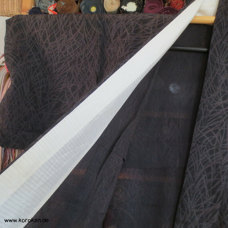 dunkle Gräser Hitoe halbtransparenter Kimono Rho Seide