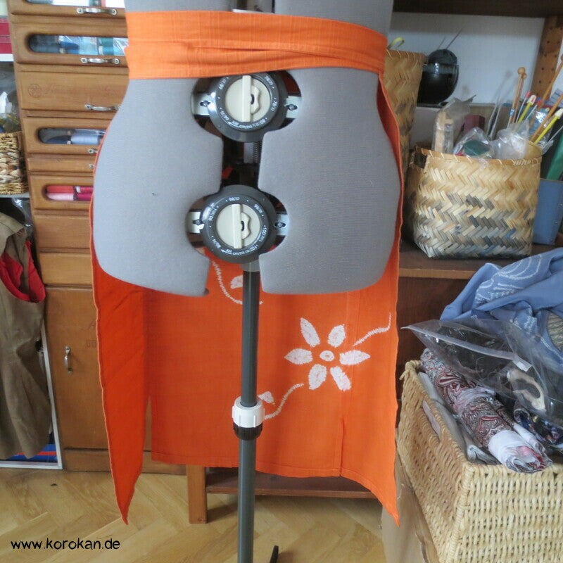 japanische Schürze, Shibori Muster auf Baumwolle
