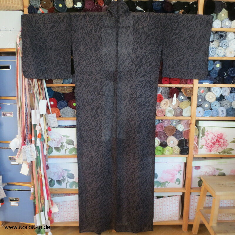 dunkle Gräser Hitoe halbtransparenter Kimono Rho Seide