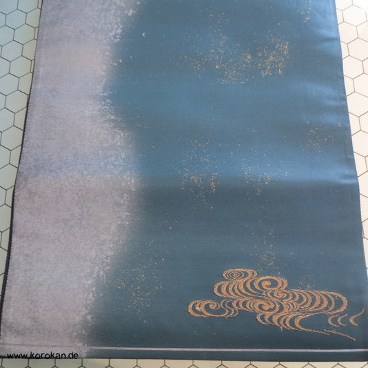 Mandarinenten im Teich Brokat Fukuro Obi Seidenbrokat Kimonogürtel