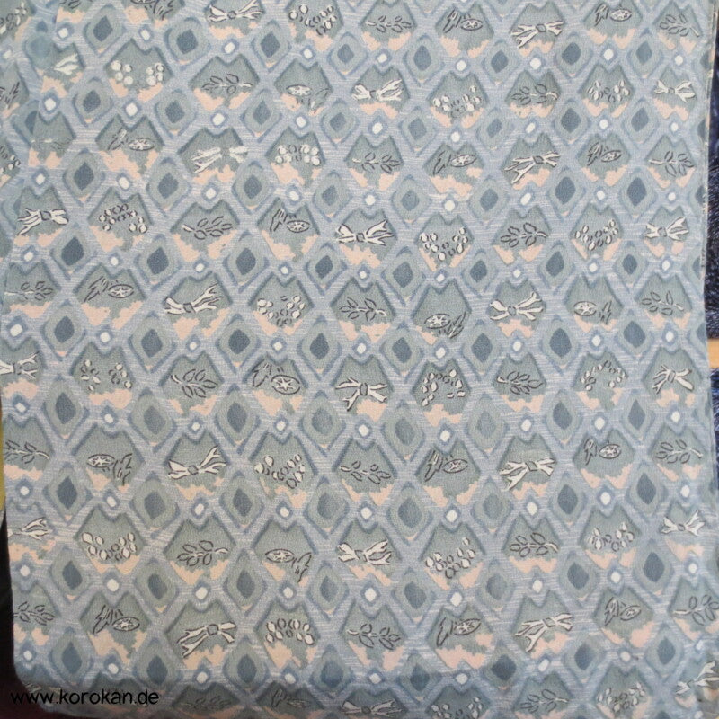 graublau - seladon Rauten Haori Kimono Jacke mit Himo