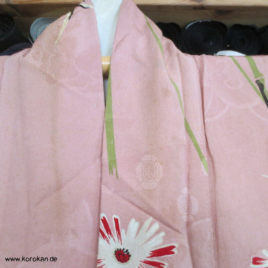 Bambus über Rinzu Seiden Damast Komon Kimono