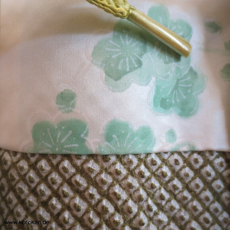 Full Shibori grüne Wolke Seiden Haori Kimono Jacke, mit Himo