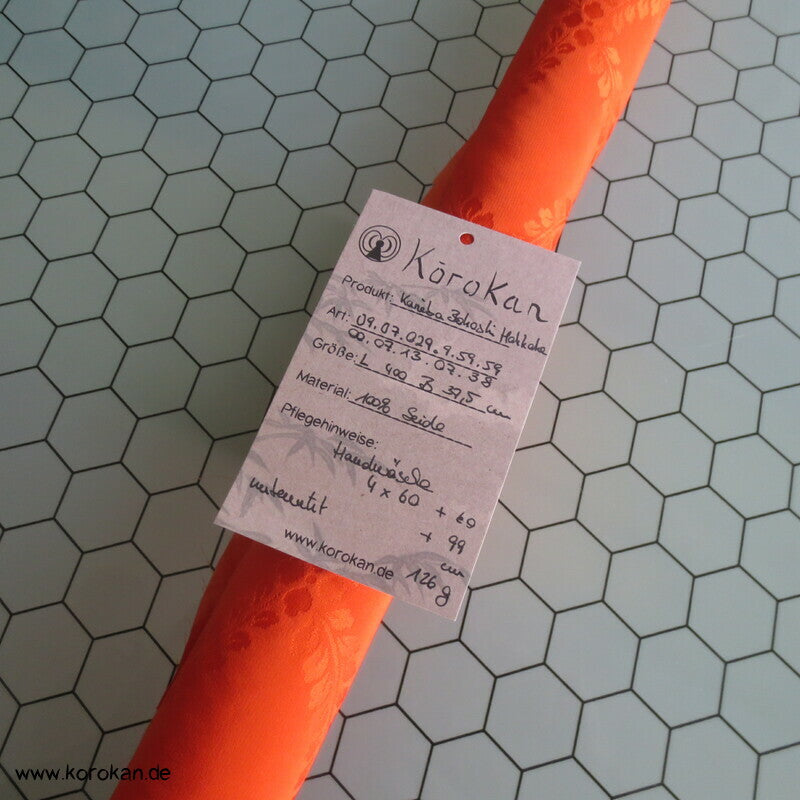 Seidendamast Hakkake Bokashi weiß orange unteres Futter für Kimono Karieba
