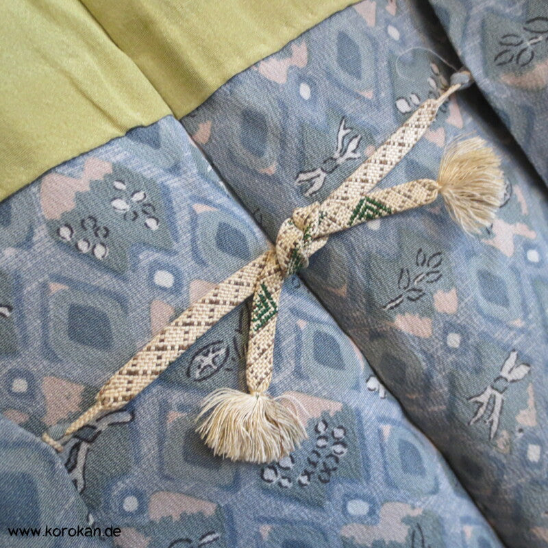 graublau - seladon Rauten Haori Kimono Jacke mit Himo