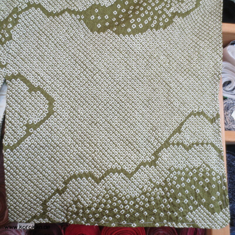Full Shibori grüne Wolke Seiden Haori Kimono Jacke, mit Himo