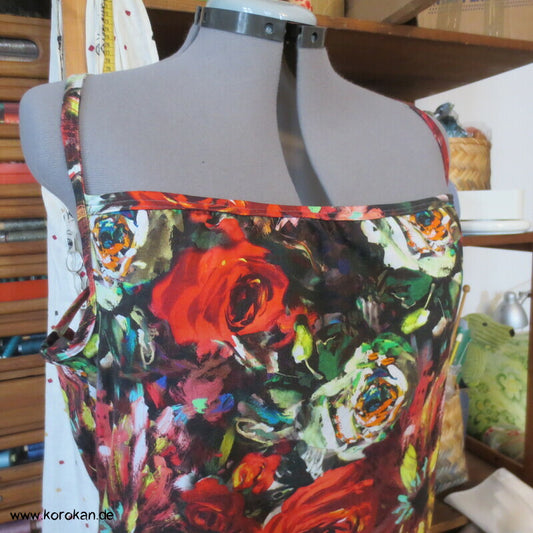 Rosen Baumwolljersey Reste Upcycling Top - Spagettiträger, Gr. XXL