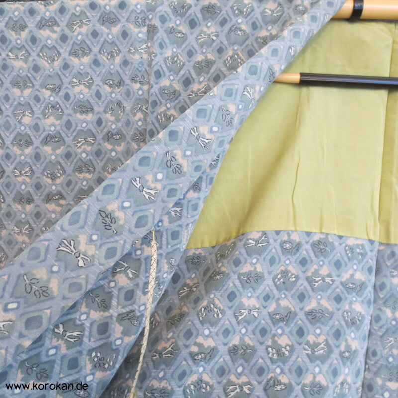 graublau - seladon Rauten Haori Kimono Jacke mit Himo