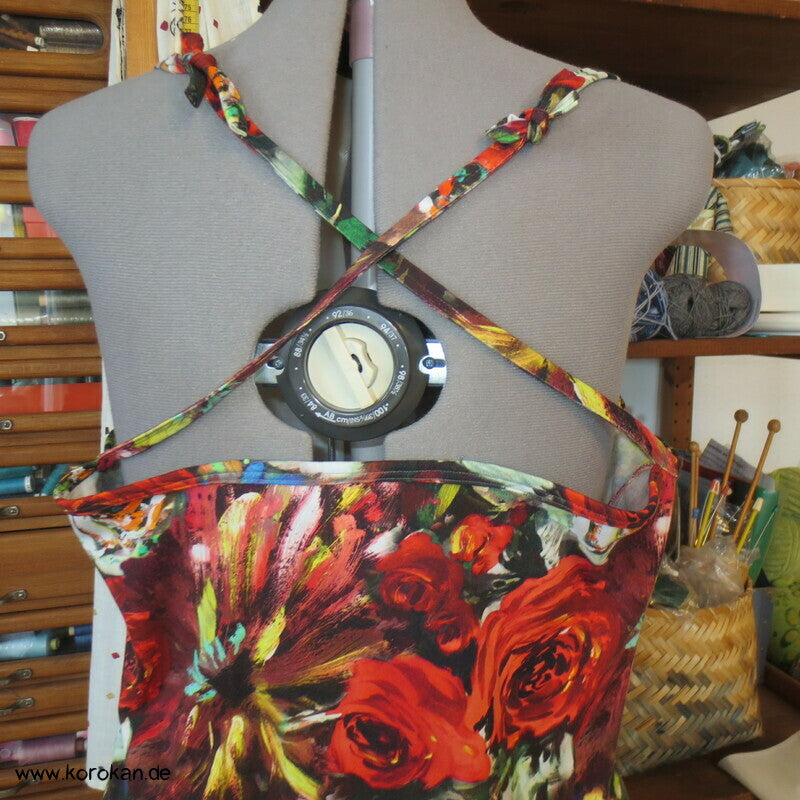 Rosen Baumwolljersey Reste Upcycling Top - Spagettiträger, Gr. XXL