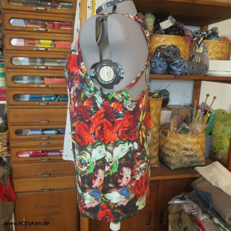 Rosen Baumwolljersey Reste Upcycling Top - Spagettiträger, Gr. XXL