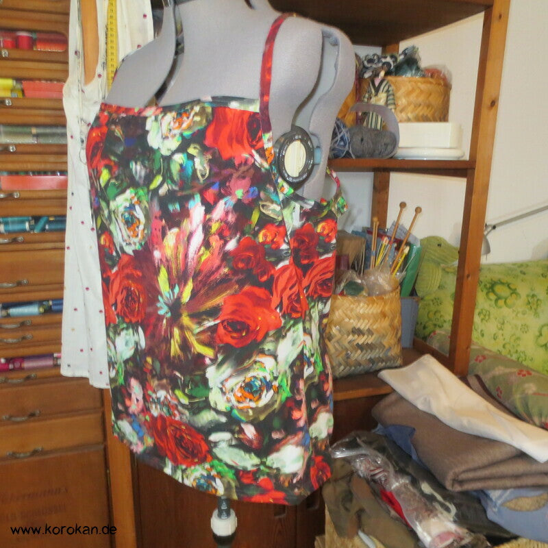 Rosen Baumwolljersey Reste Upcycling Top - Spagettiträger, Gr. XXL