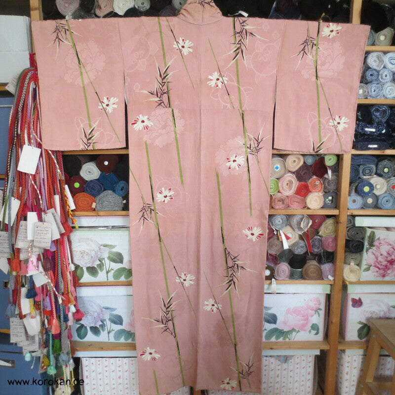 Bambus über Rinzu Damast Komon Kimono