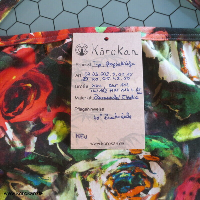 Rosen Baumwolljersey Reste Upcycling Top - Spagettiträger, Gr. XXL