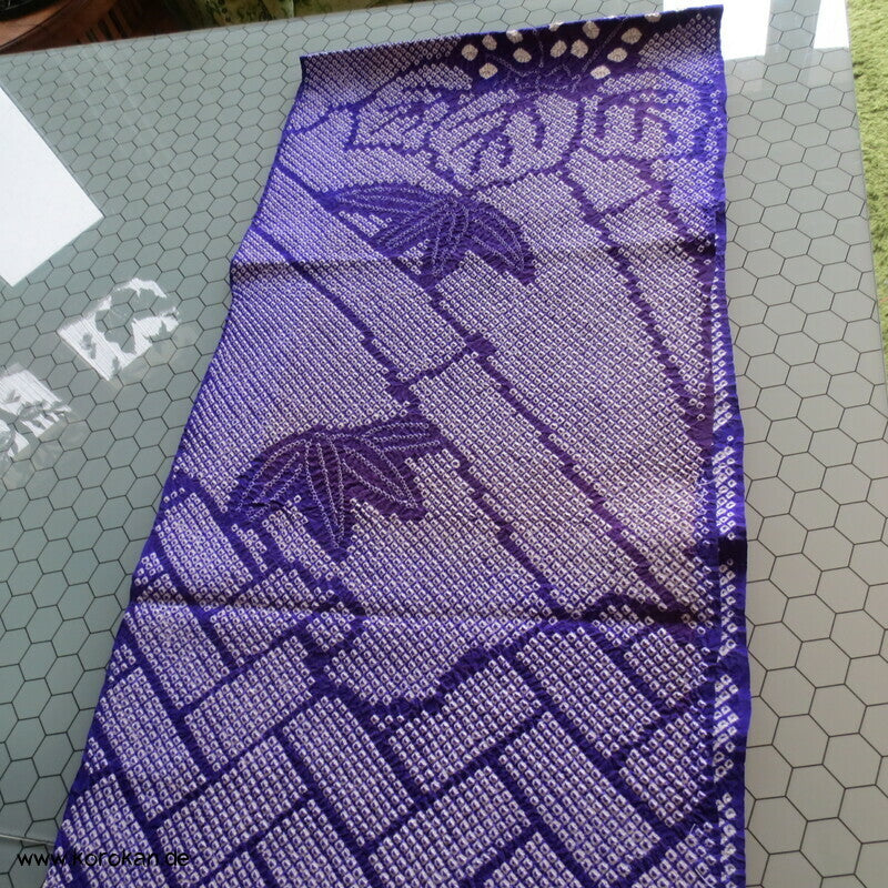 Full Shibori Seiden Karieba für Furisode Kimono, Bambus, Paulownia