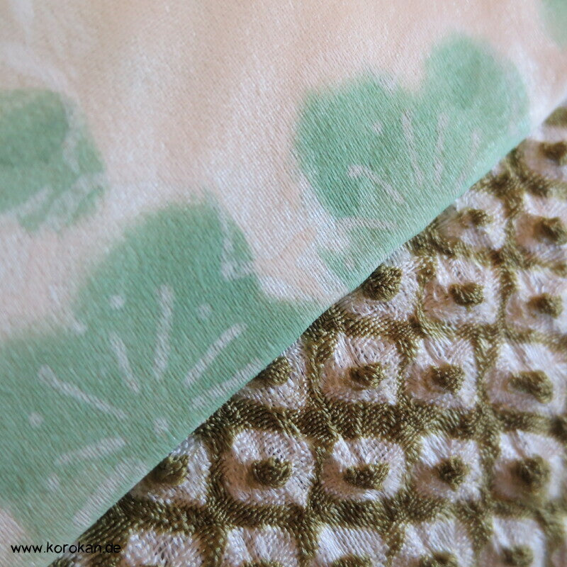 Full Shibori grüne Wolke Seiden Haori Kimono Jacke, mit Himo