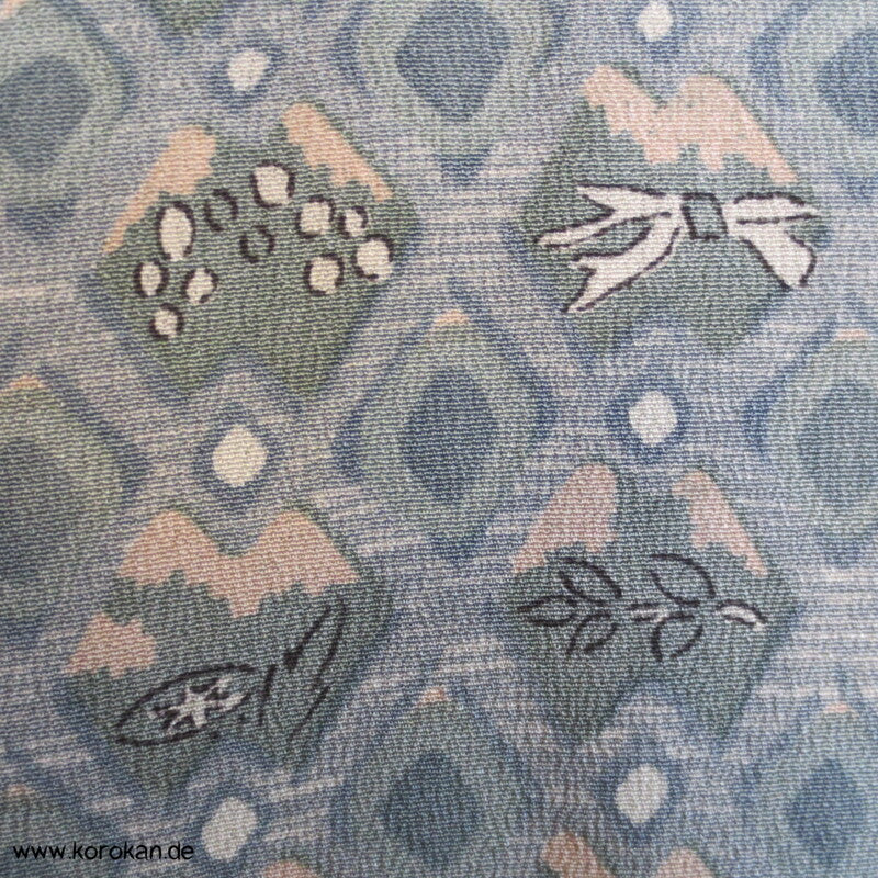 graublau - seladon Rauten Haori Kimono Jacke mit Himo