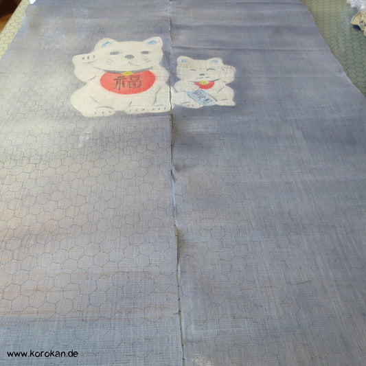 Noren Vorhänge aus Hanf mit Winkekatzen