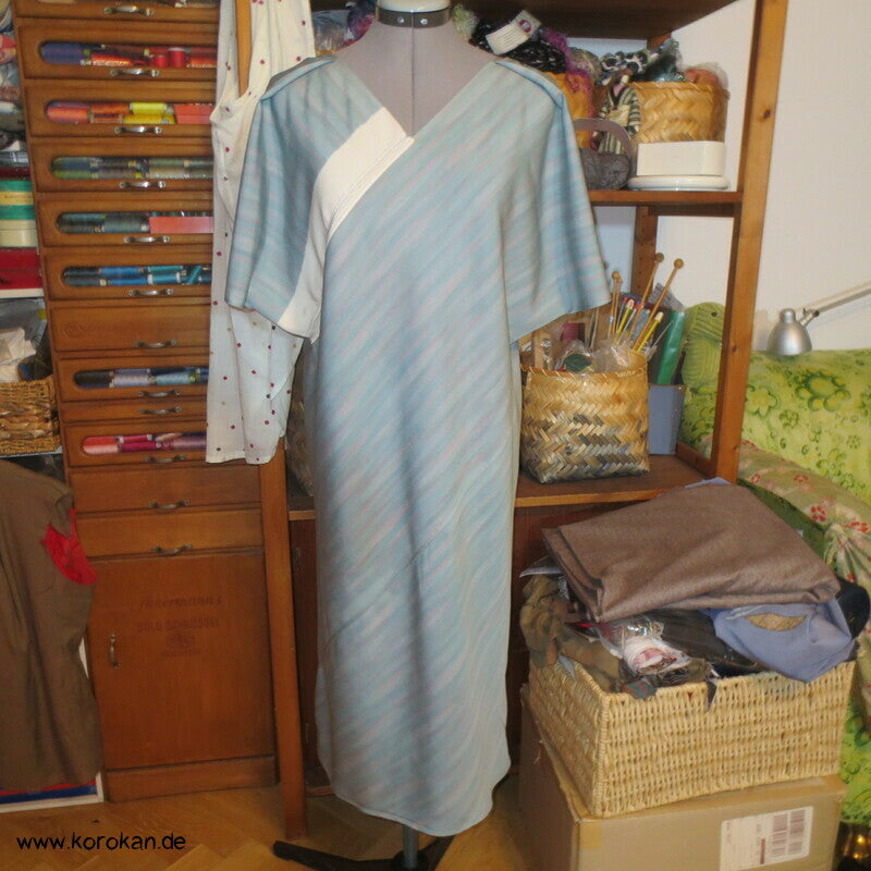 Zero Waste Bias Cut Kleid japanischer Kimono Seiden Crepe, Gr. M / S