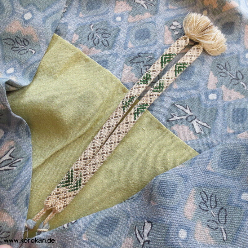 graublau - seladon Rauten Haori Kimono Jacke mit Himo
