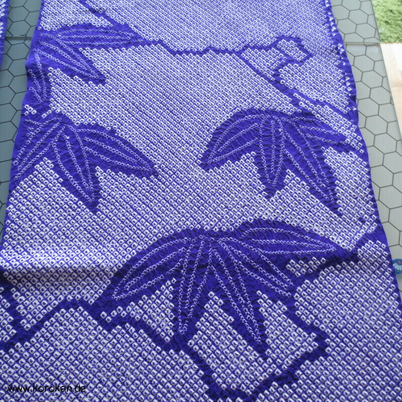 Full Shibori Seiden Karieba für Furisode Kimono, Bambus, Paulownia
