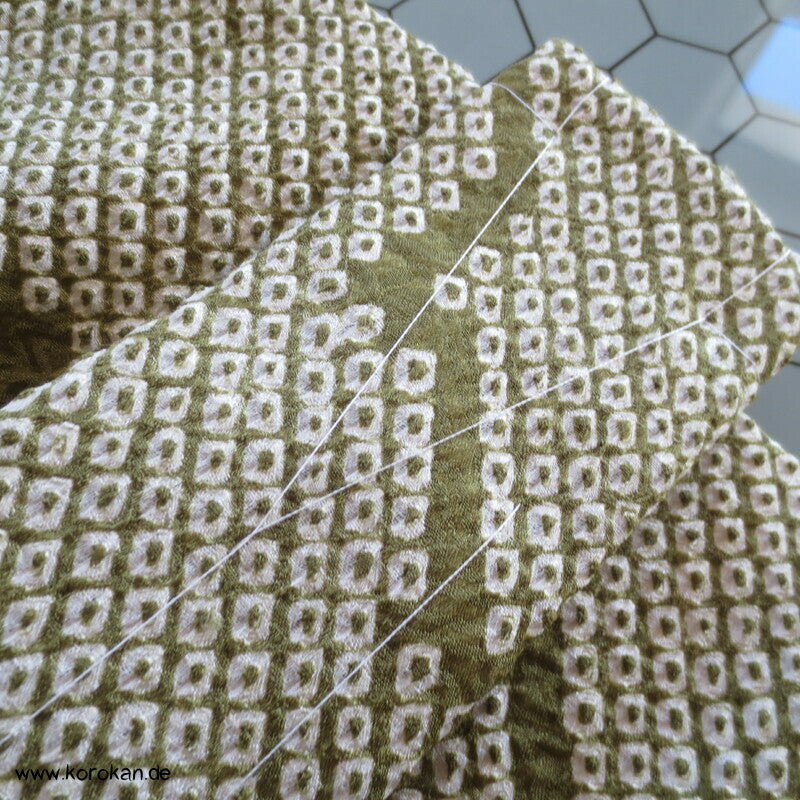 Full Shibori grüne Wolke Seiden Haori Kimono Jacke, mit Himo