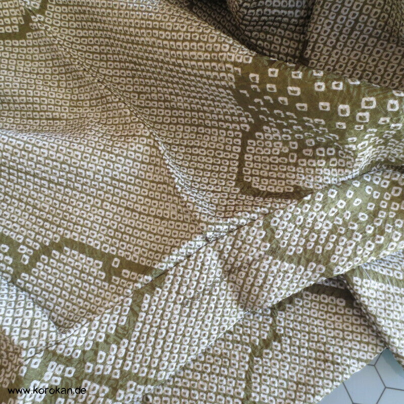 Full Shibori grüne Wolke Seiden Haori Kimono Jacke, mit Himo