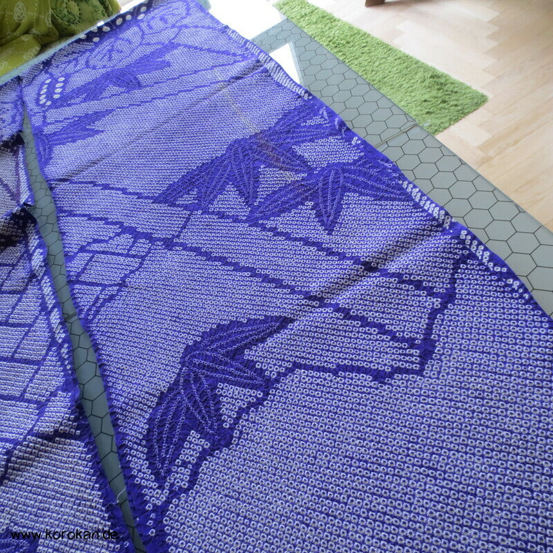 Full Shibori Seiden Karieba für Furisode Kimono, Bambus, Paulownia