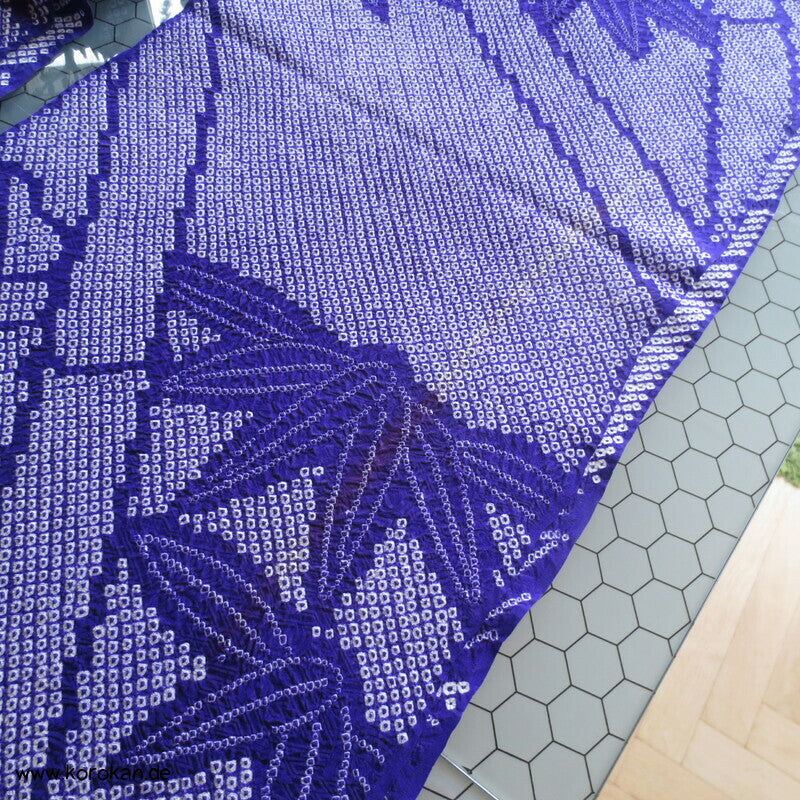 Full Shibori Seiden Karieba für Furisode Kimono, Bambus, Paulownia