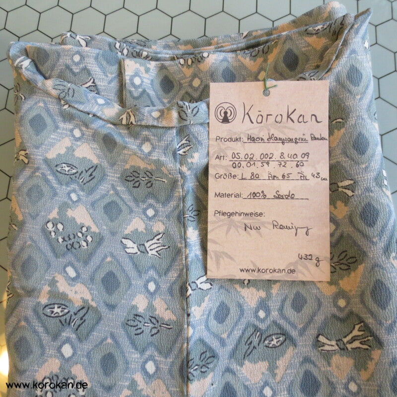 graublau - seladon Rauten Haori Kimono Jacke mit Himo