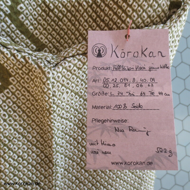 Full Shibori grüne Wolke Seiden Haori Kimono Jacke, mit Himo