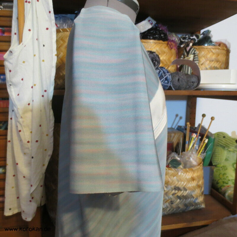 Zero Waste Bias Cut Kleid japanischer Kimono Seiden Crepe, Gr. M / S