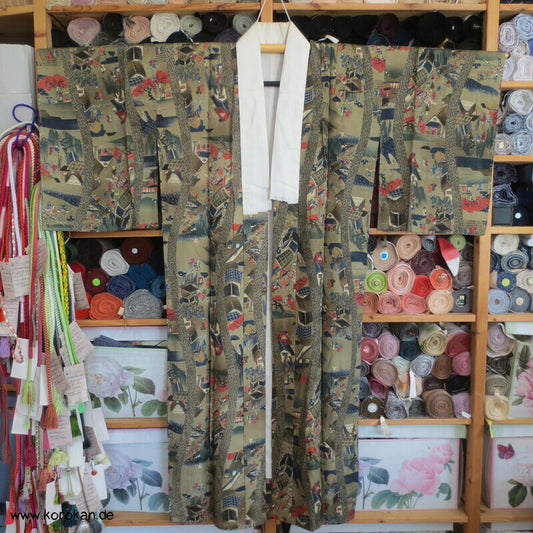 japanische Dorfszenen Seide Juban Unterkimono