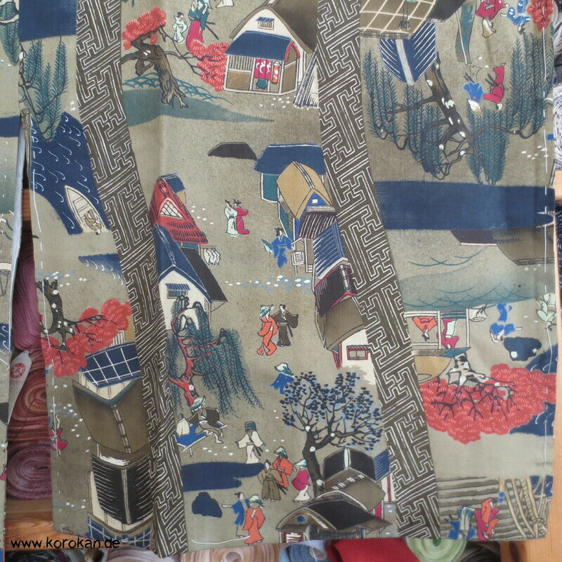 japanische Dorfszenen Seide Juban Unterkimono