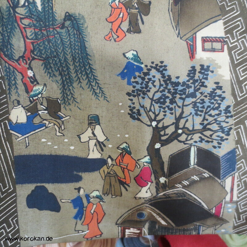 japanische Dorfszenen Seide Juban Unterkimono