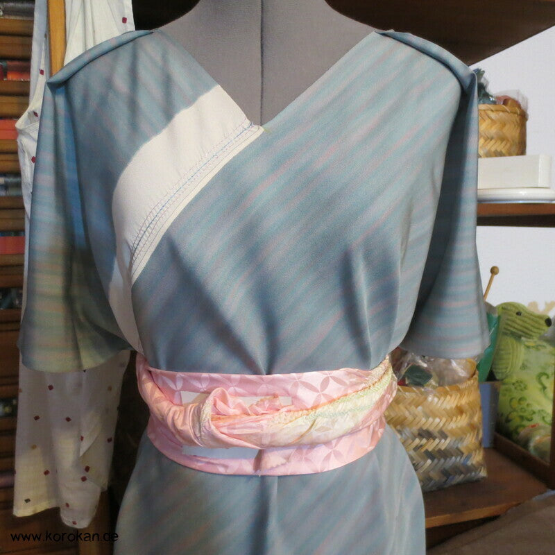 Zero Waste Bias Cut Kleid japanischer Kimono Seiden Crepe, Gr. M / S