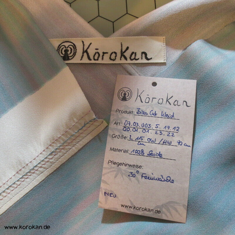 Zero Waste Bias Cut Kleid japanischer Kimono Seiden Crepe, Gr. M / S