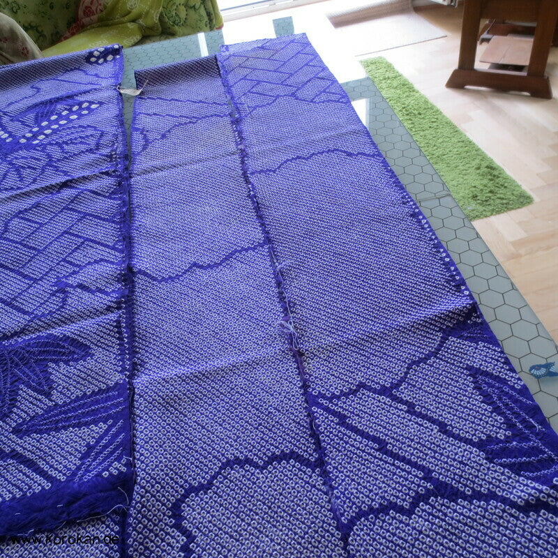 Full Shibori Seiden Karieba für Furisode Kimono, Bambus, Paulownia