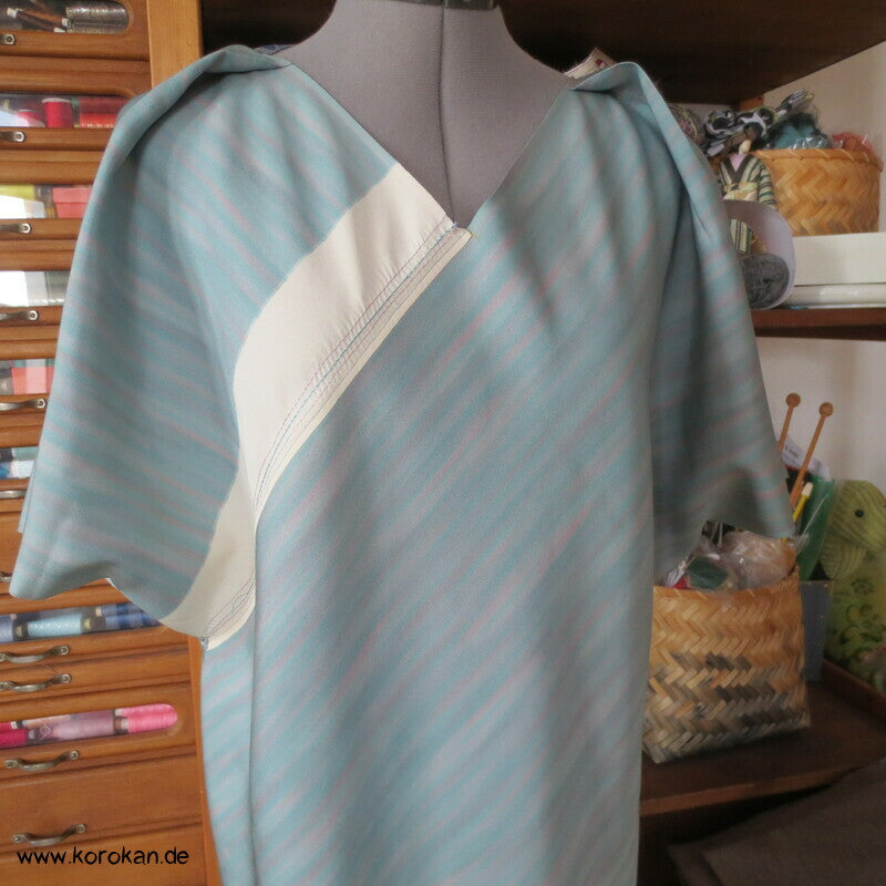 Zero Waste Bias Cut Kleid japanischer Kimono Seiden Crepe, Gr. M / S