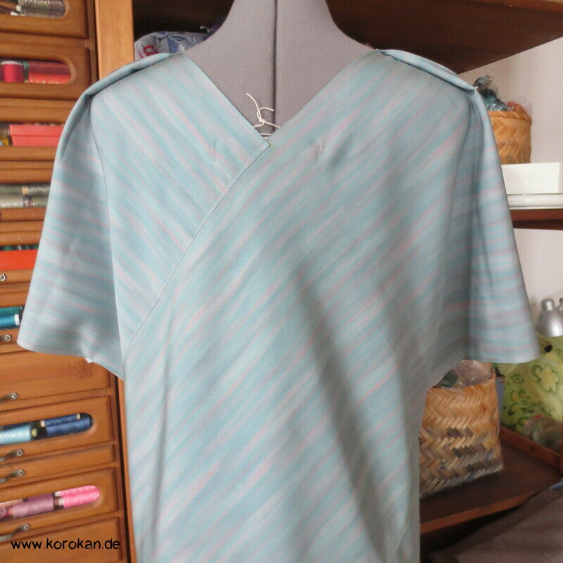 Zero Waste Bias Cut Kleid japanischer Kimono Seiden Crepe, Gr. M / S